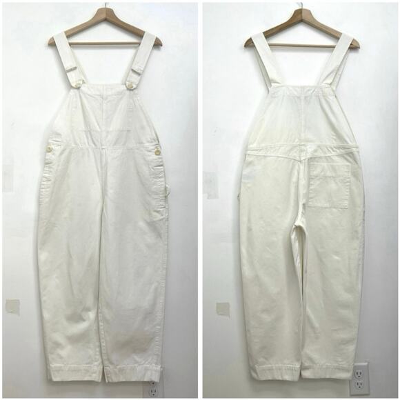 COS Barrel-Leg Canvas Cream Overalls Utility Workwear Artist Carpenter XS